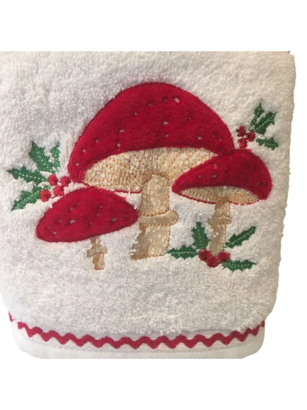 Beekman Home Holiday Dimensional Mushrooms Hand Towels Set of 2